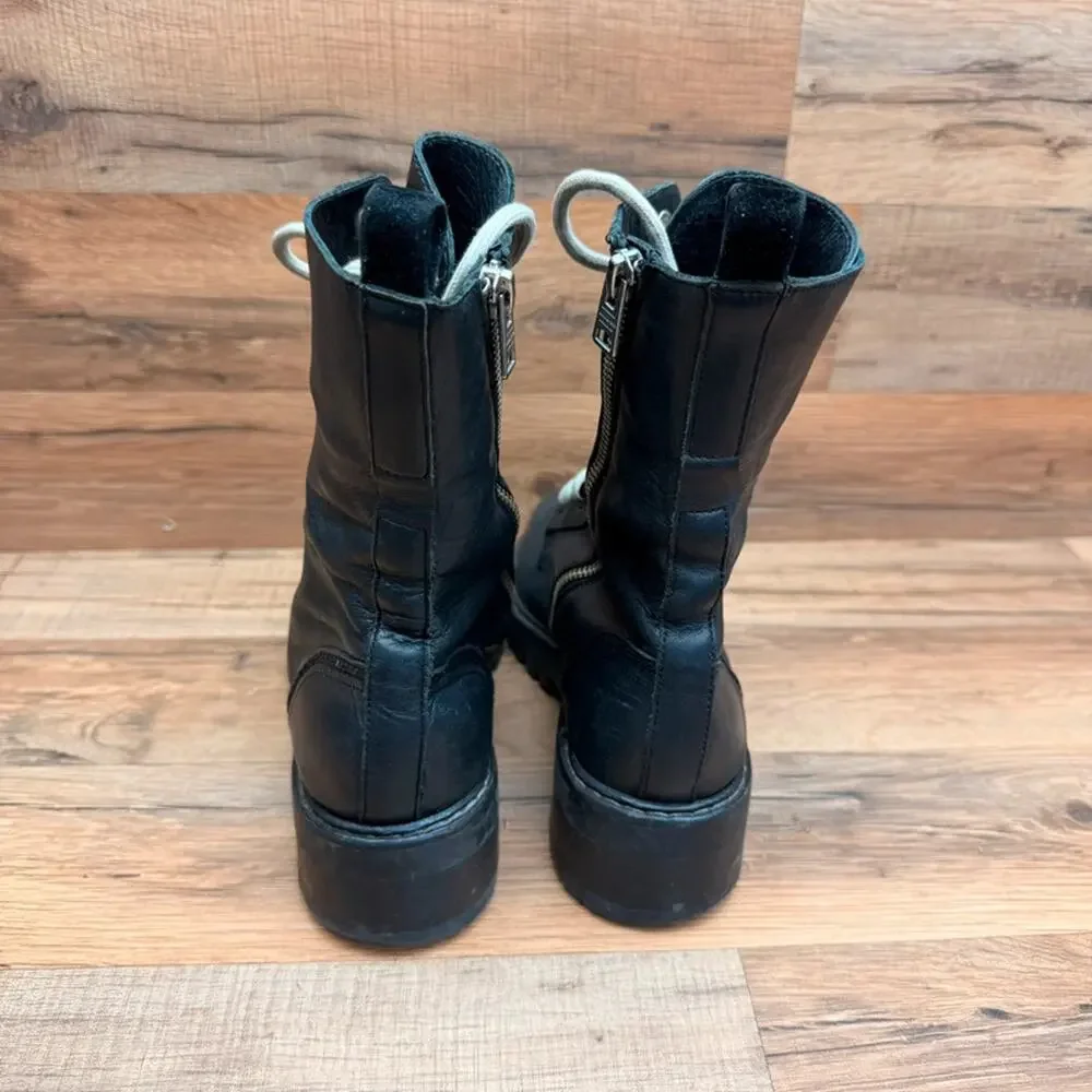 Allsaints women size 7 Eu38 black Leather Combat Boot